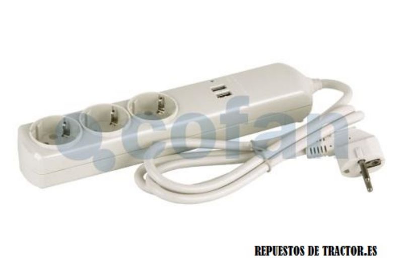 BASE 3 TOMAS CON 2 PUERTOS USB