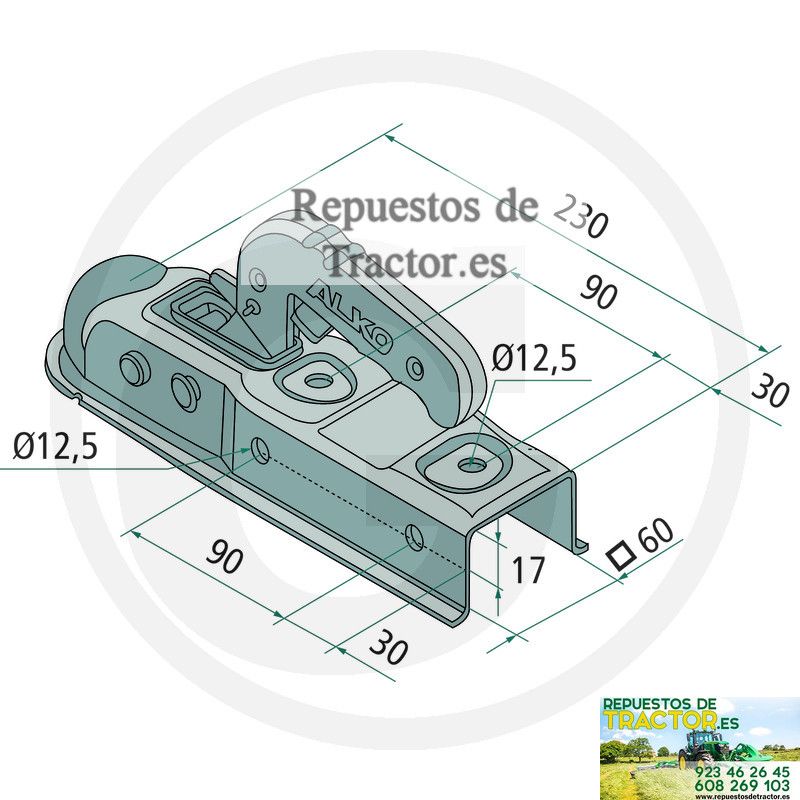 Barra Para Remolque De 1100x140 Mm Con 2 Pilotos 2