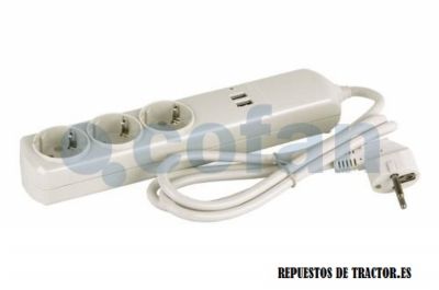 BASE 3 TOMAS CON 2 PUERTOS USB