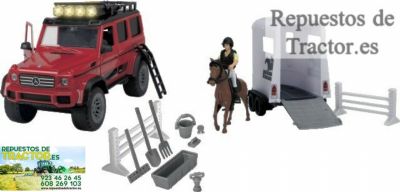 VEHICULO DE JUGUETE CON REMOLQUE DE CABALLOS