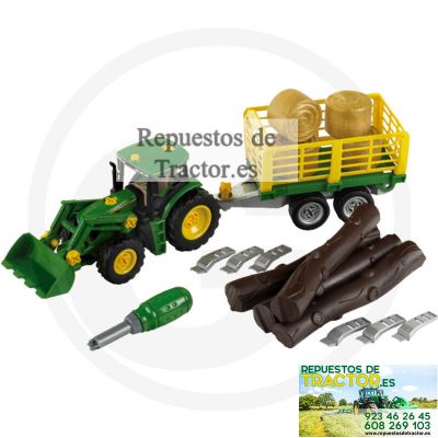 TRACTOR JOHN DEERE CON TRONCOS DE MADERA