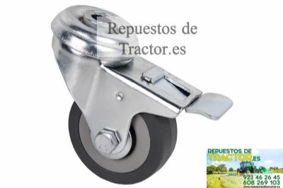 RUEDA GOMA GRIS PASANTE CON FRENO 32KG